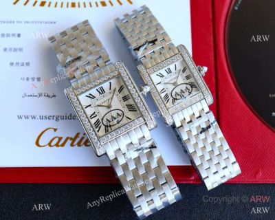 AAA Replica Cartier Tank NOrmale Quartz Steel Watches Diamond-set